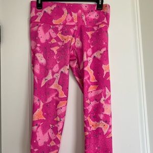 Adidas Pink, Orange and Grey Sploch Mid Rise Capri